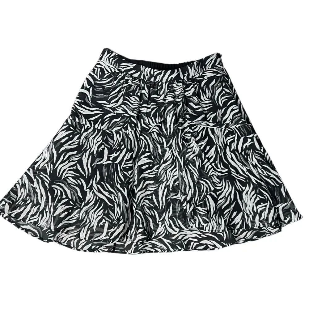 The Kooples Paris Mini Skirt Black White Silver Size 1